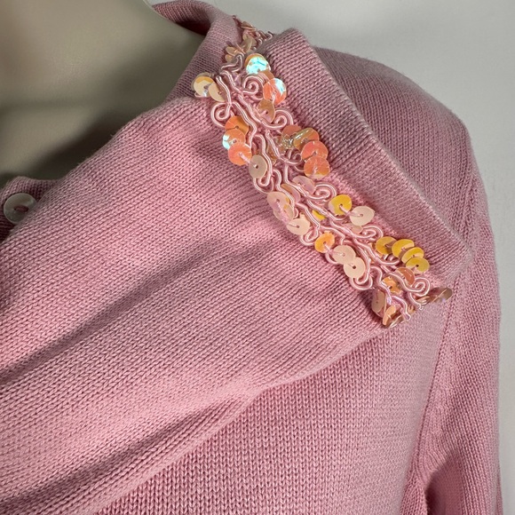 Liz Claiborne pink sequin women’s cardigan size medium - Picture 6 of 7